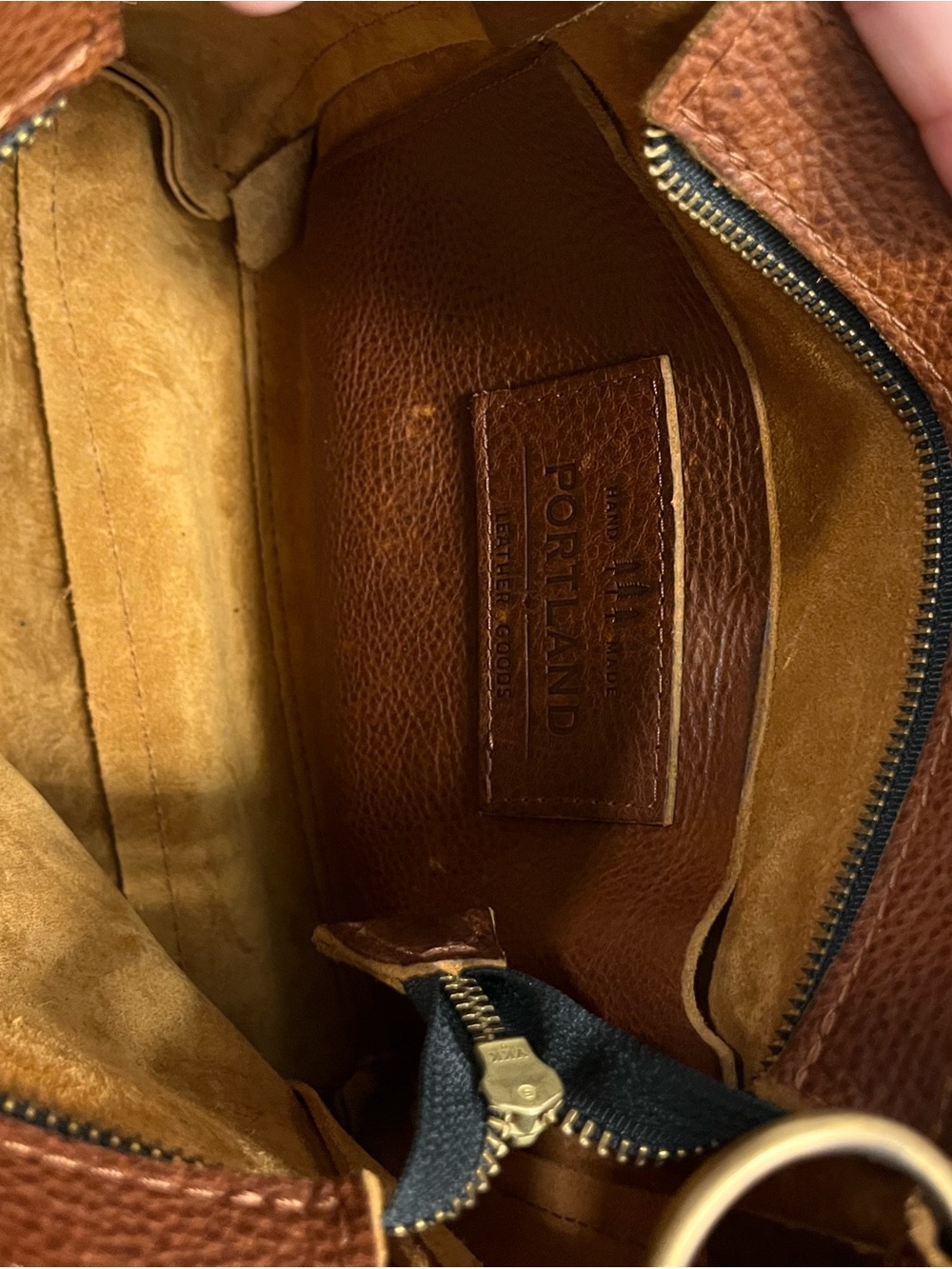 Portland Leather Warm Brown Pebbled Leather Tote - Picture 3 of 4